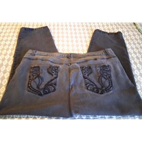 Gloria Vanderbilt Women's Amanda Gray Tapered Leg Jeans 20W Stretch cropped - Picture 4 of 7